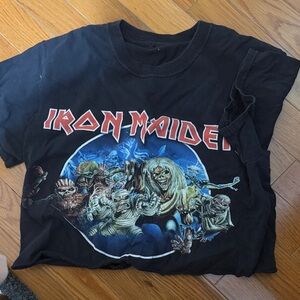 Iron Maiden Black Crop Graphic T-Shirt